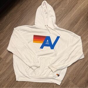 Aviator Nation White Hoodie with Vibrant Logo